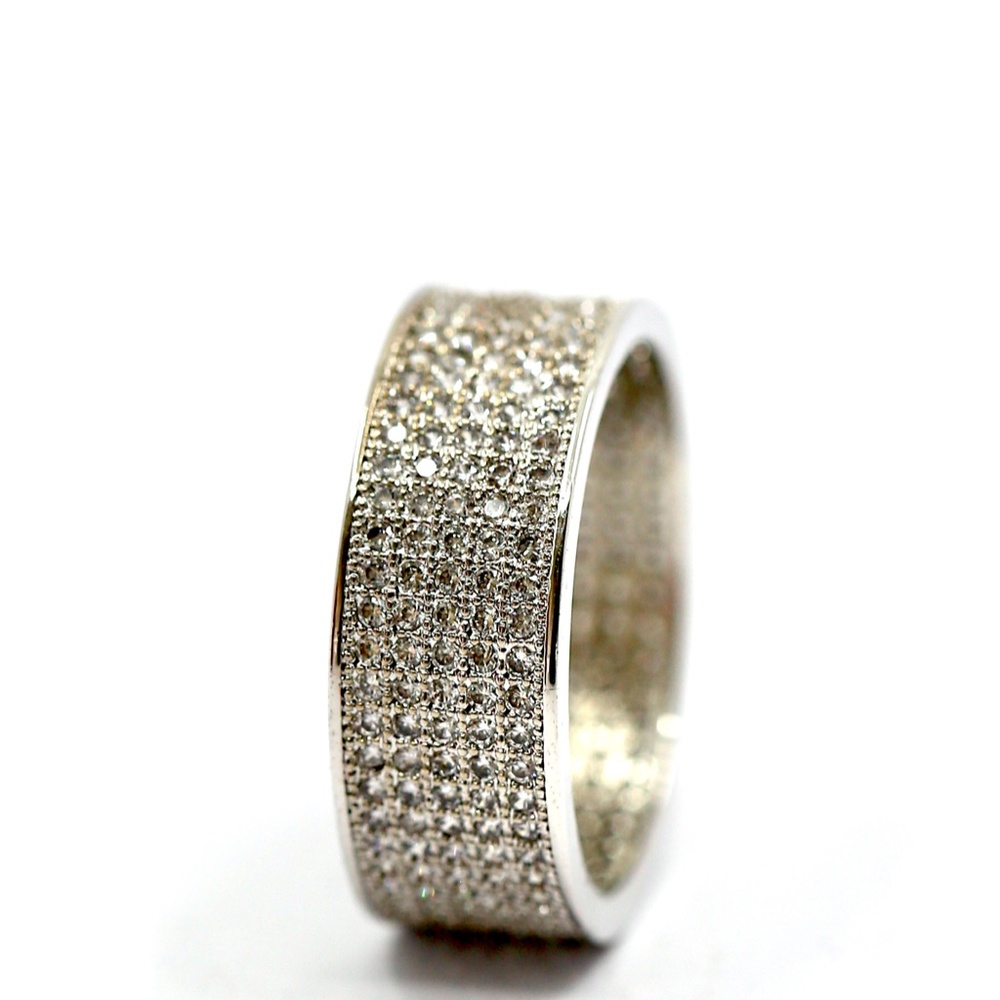 18k Gold Dipped White Topaz Pave Band - image 5